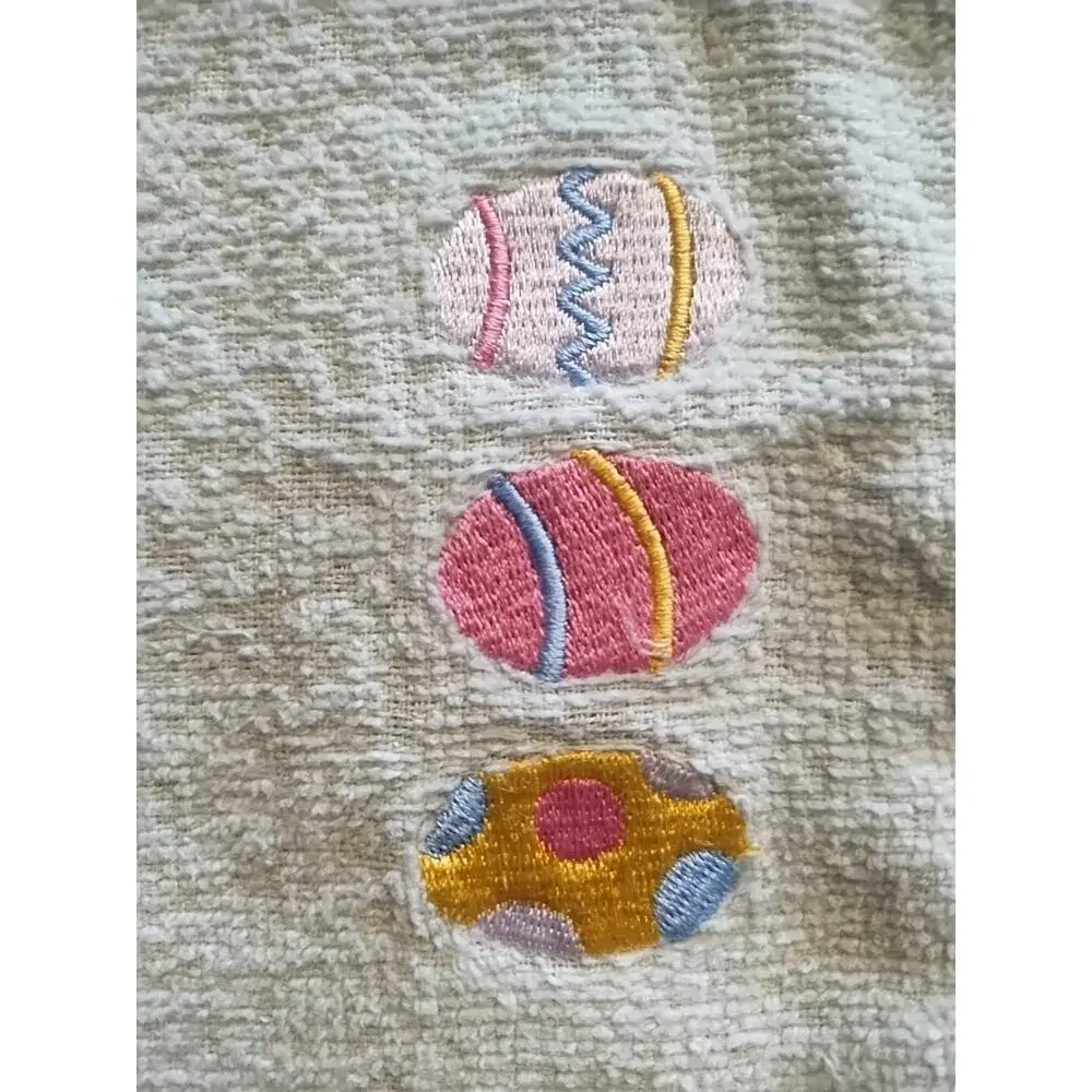 Vintage Easter Eggs Spring Fingertip Towel Embroidered pastel green pink blue